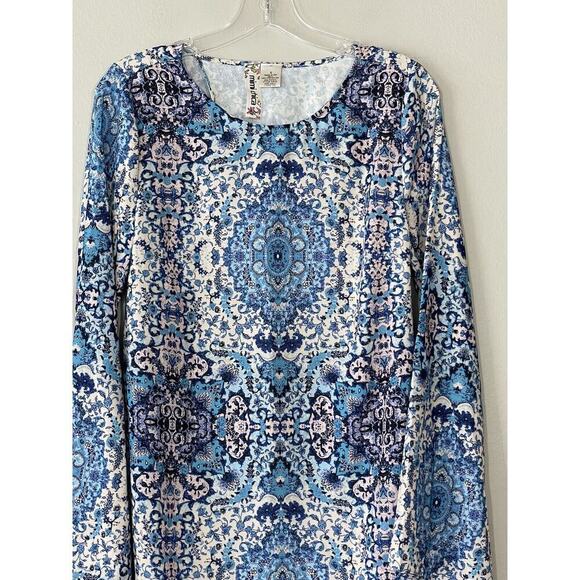 Mimi Chica Size Small Long Bell Sleeve Dress Print Open Back Boho Fairy Festival - Picture 3 of 5